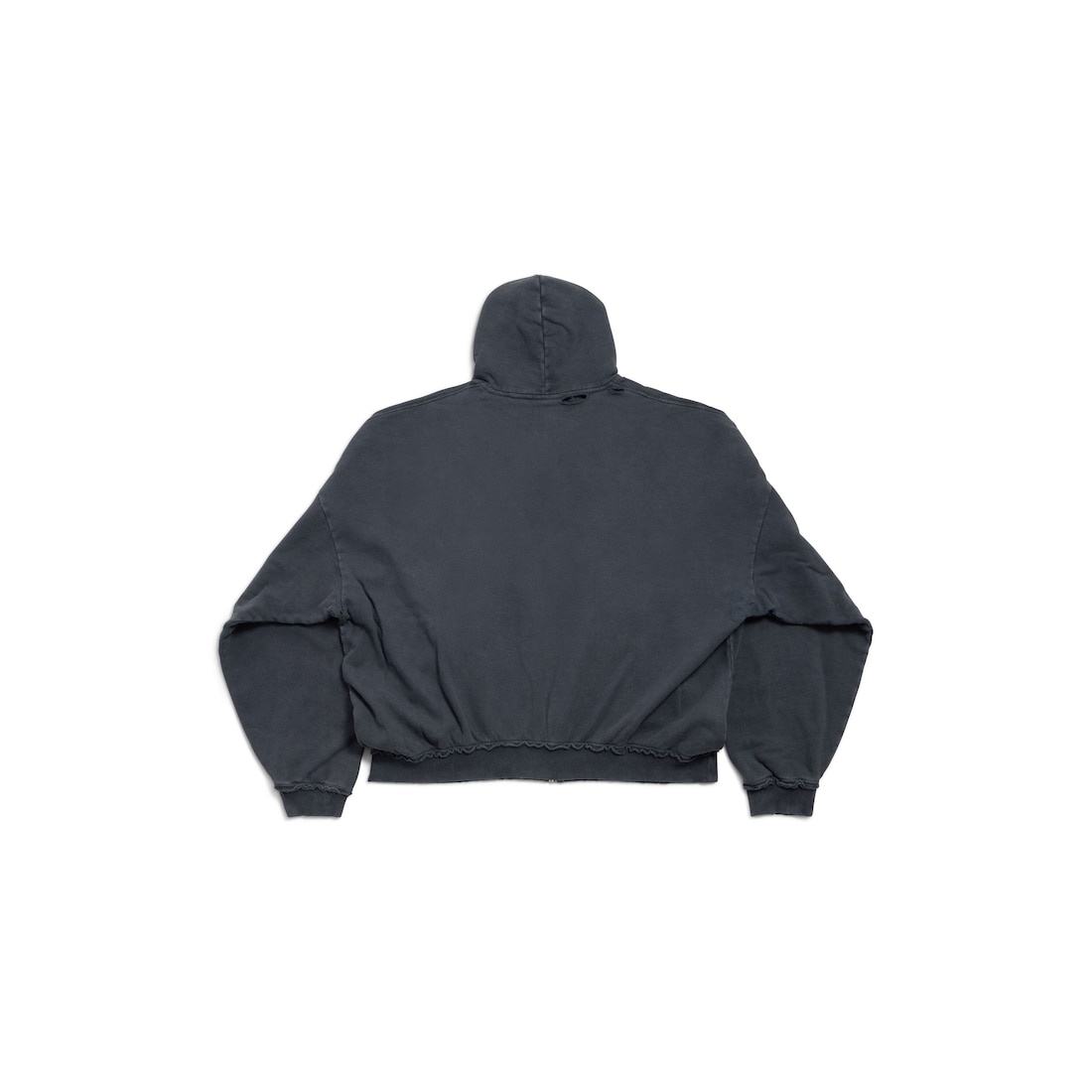 Fashion Designer Pulled Zip-up Hoodie Large Fit in Faded Black - 6