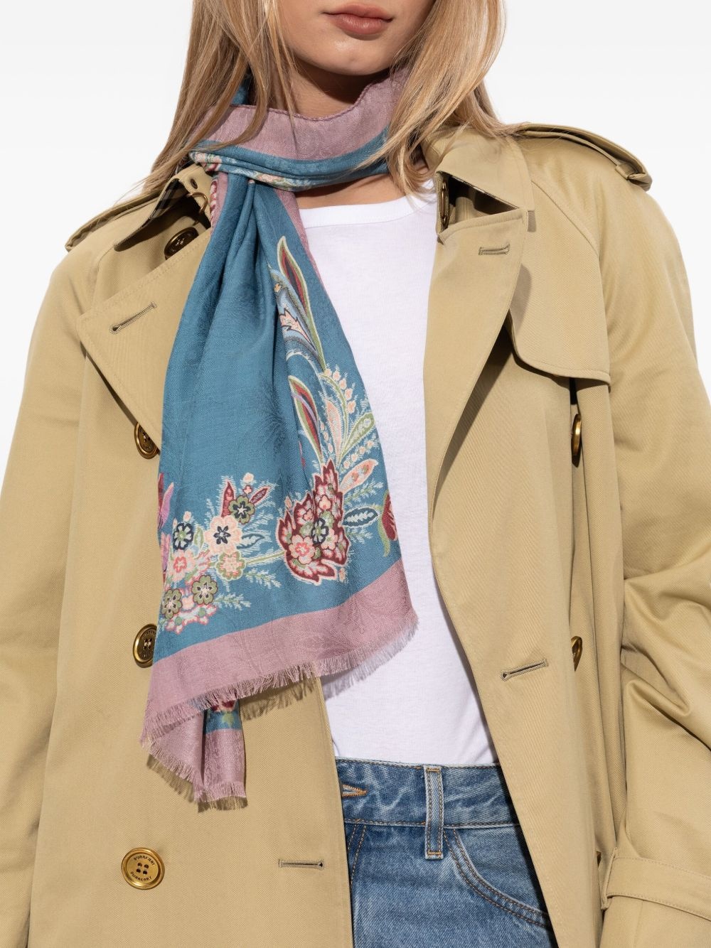 floral-print scarf - 4