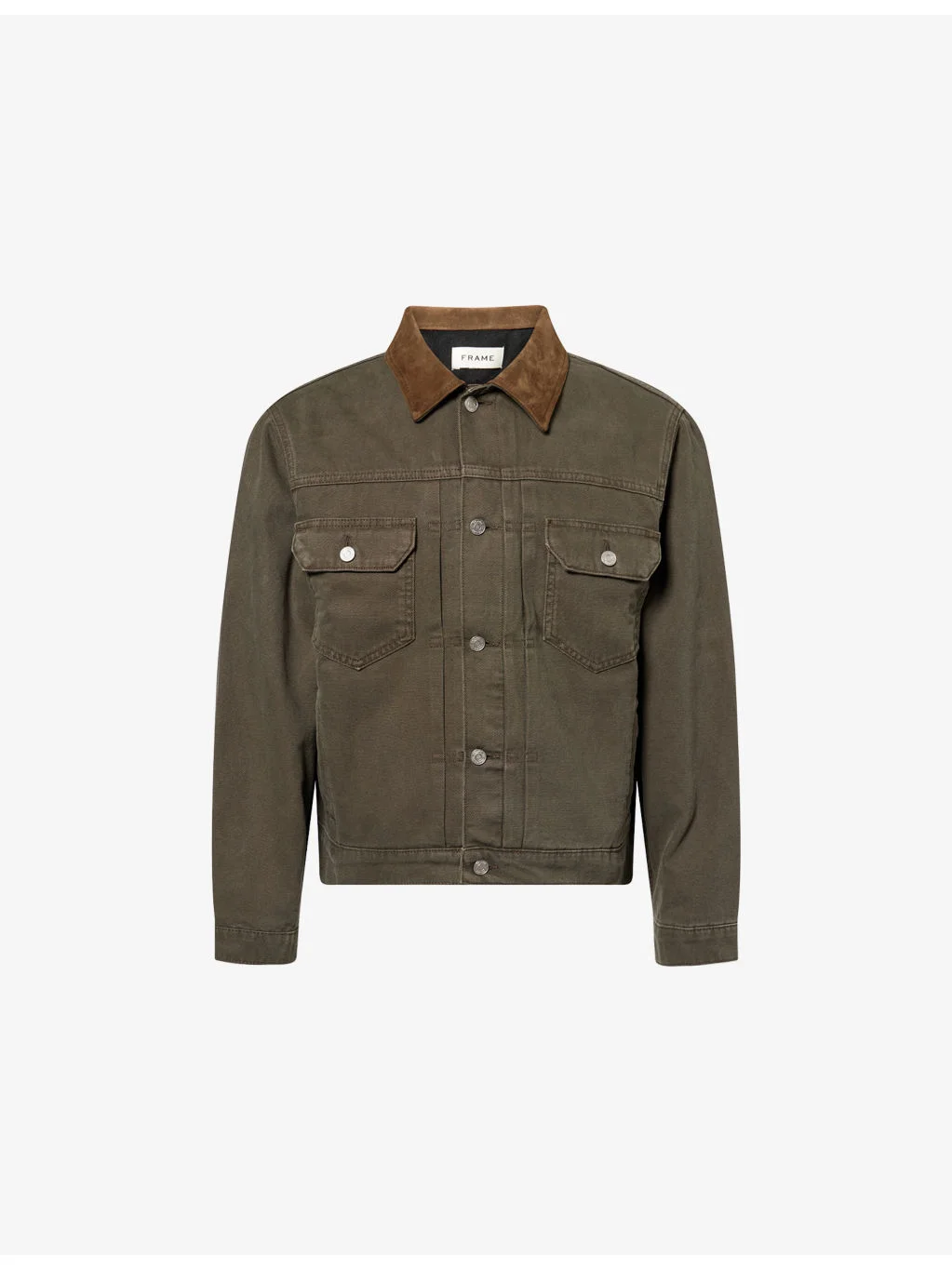Suede-Collar Cotton-Canvas Trucker Jacket - 1
