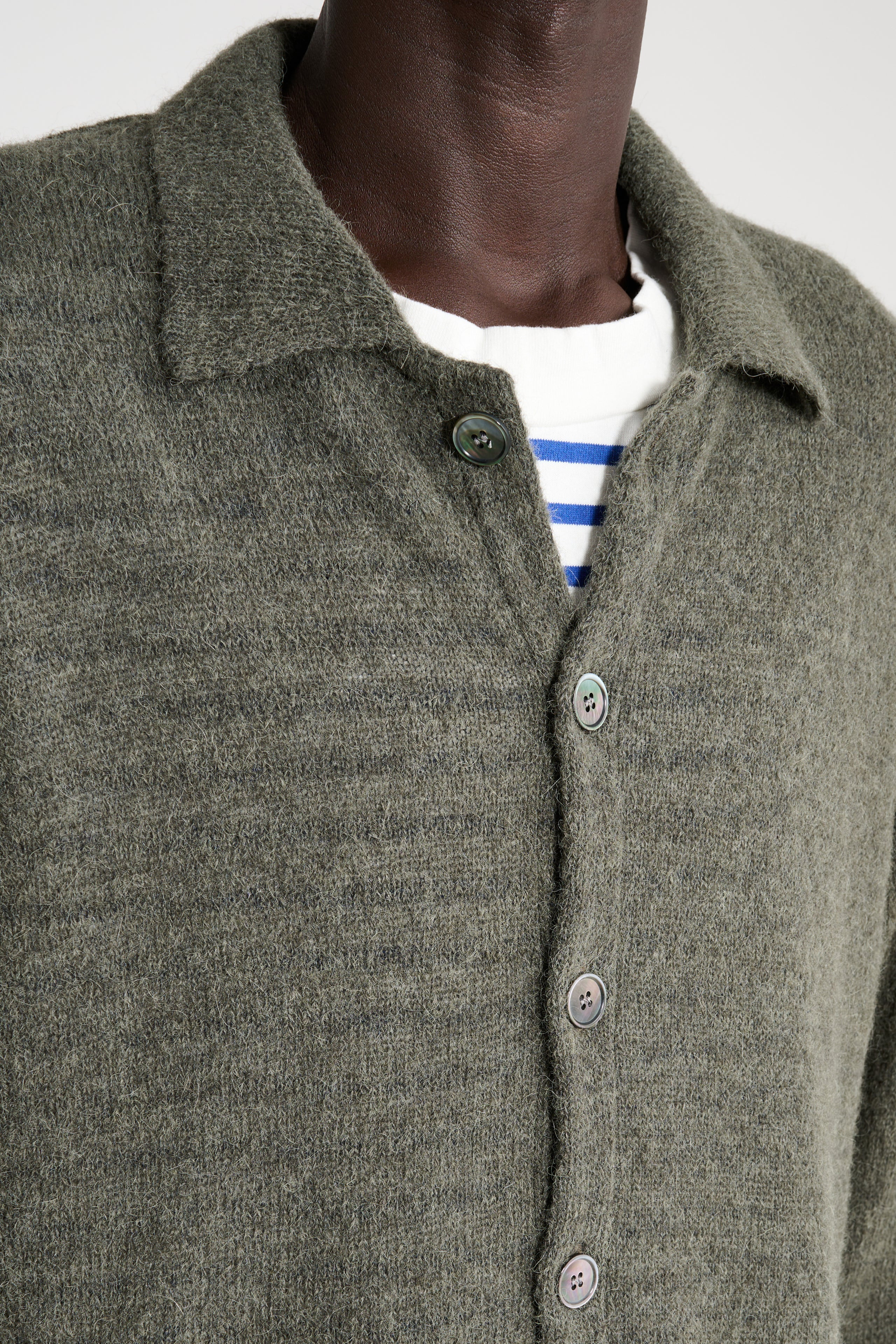 OUR LEGACY EVENING POLO MOSS GREEN FUZZY ALPACA - 5