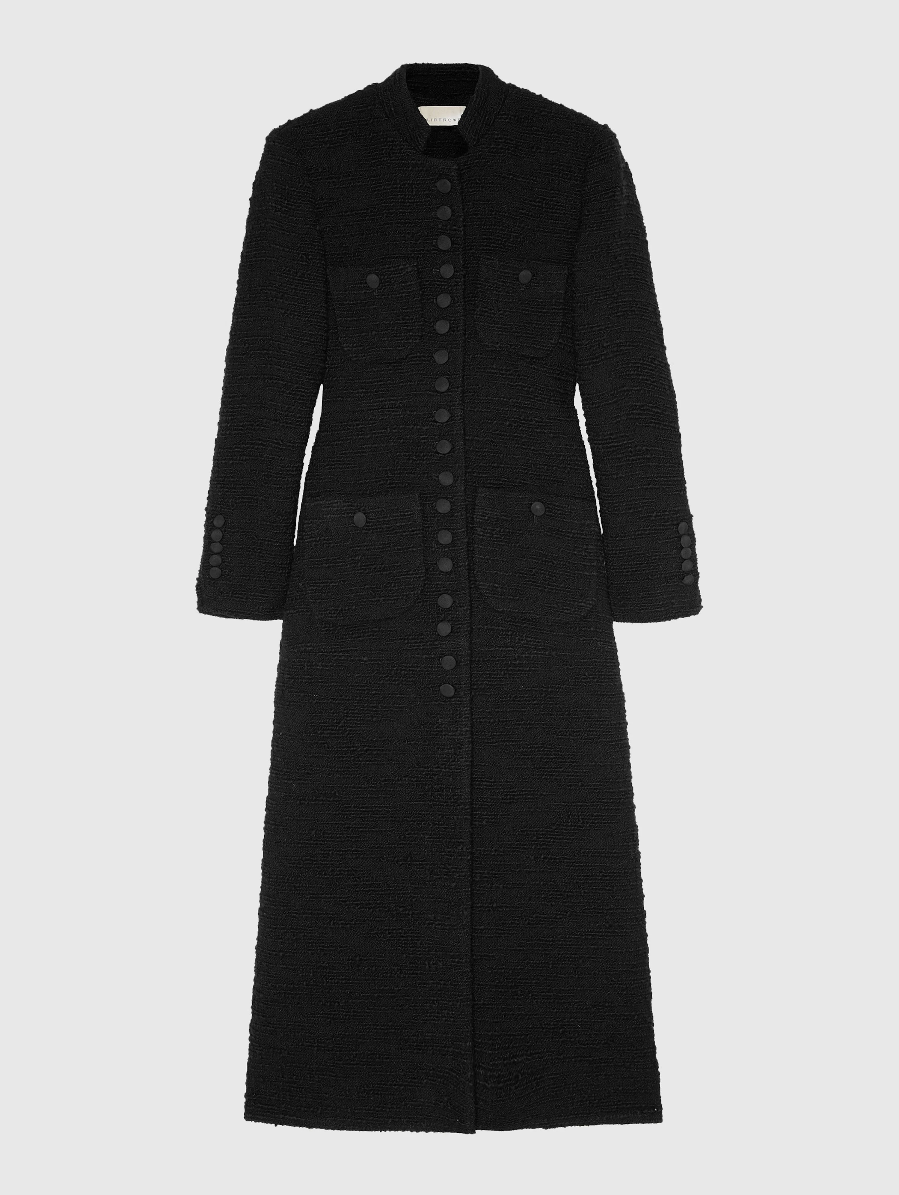 IMPERIAL COAT IN BLACK TEXTURED TWEED - 1