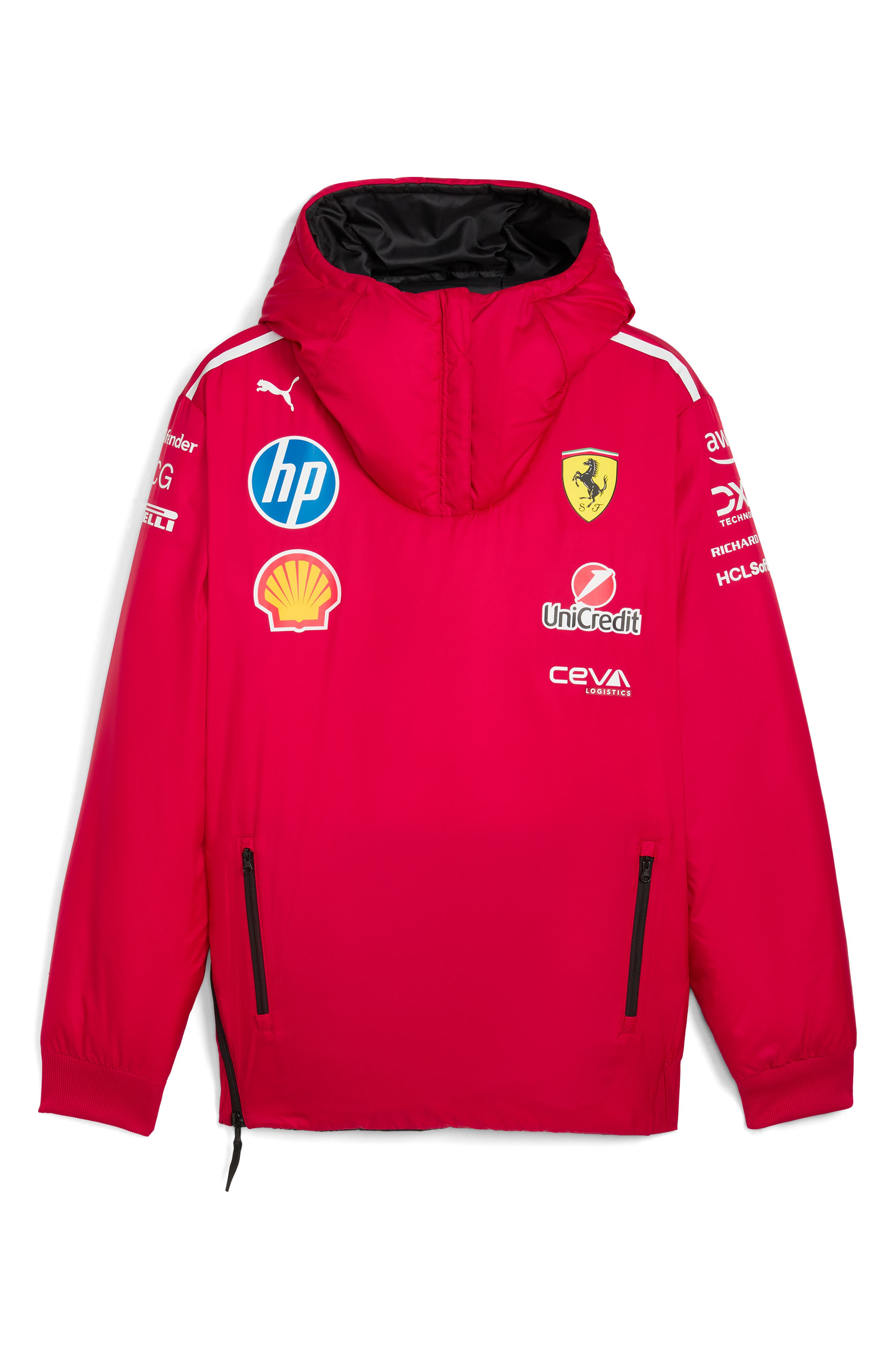PUMA Scuderia Ferrari Team Motosport Reversible Hooded Popover Jacket in Dark Cherry at Nordstrom - 4