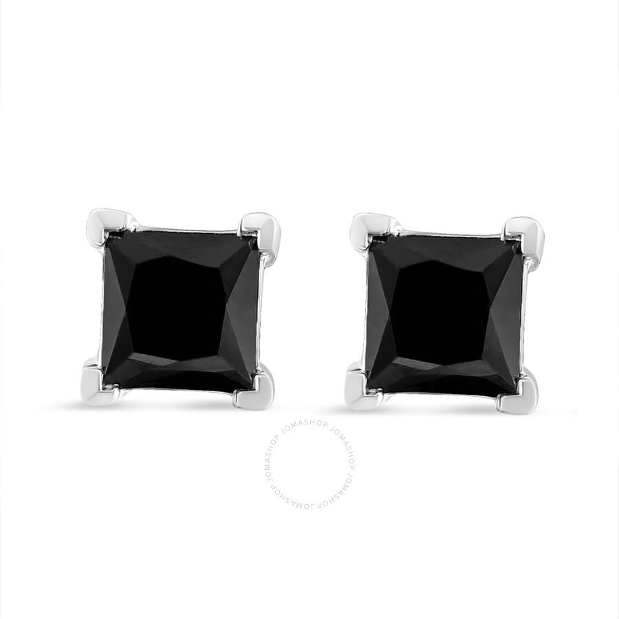 Haus Of Brilliance - Haus of Brilliance .925 Sterling Silver 1 cttw Black Diamond Screw-Back 4-Prong Classic Stud Earring - 1