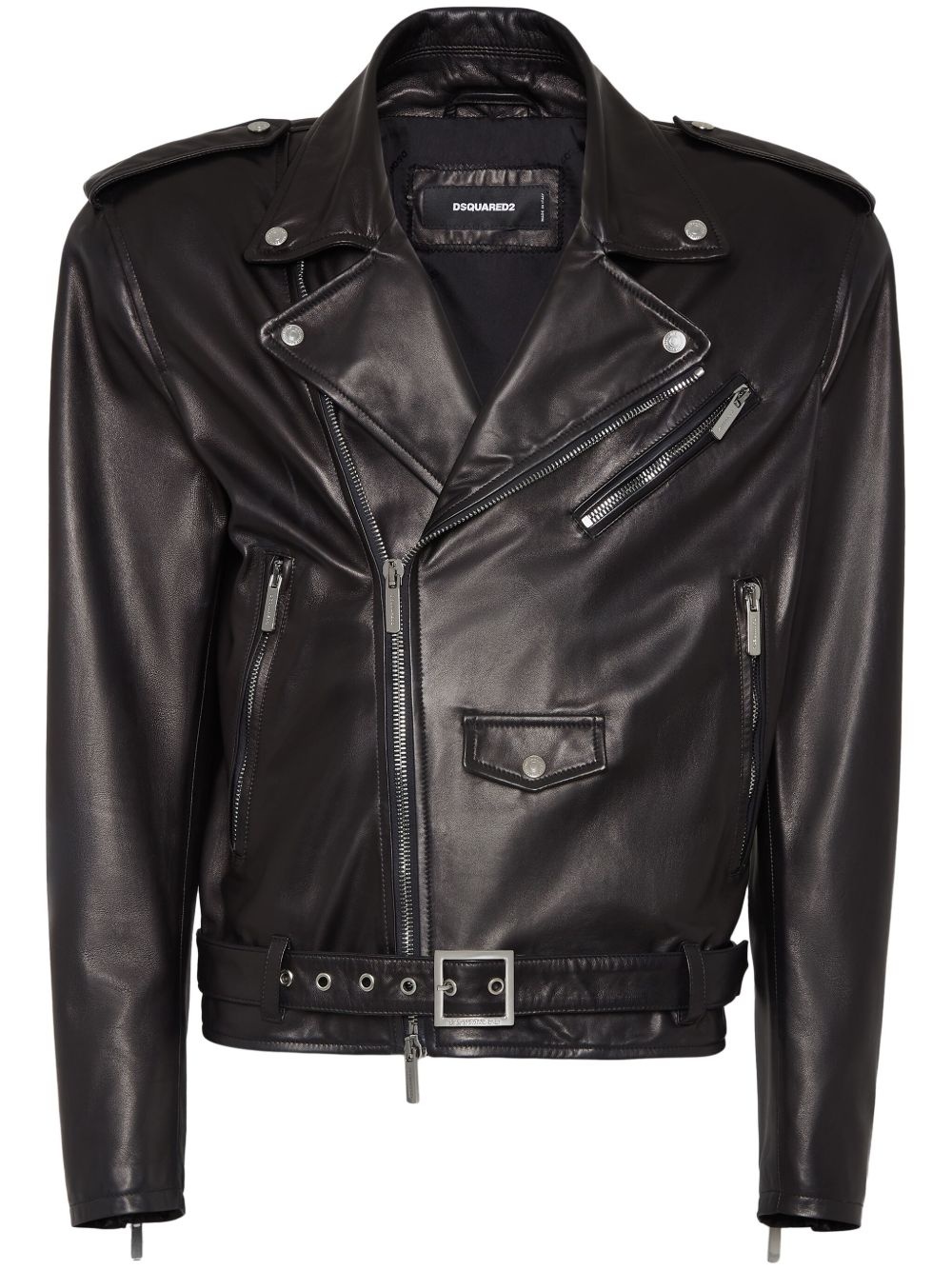 zippered leather jacket - 1