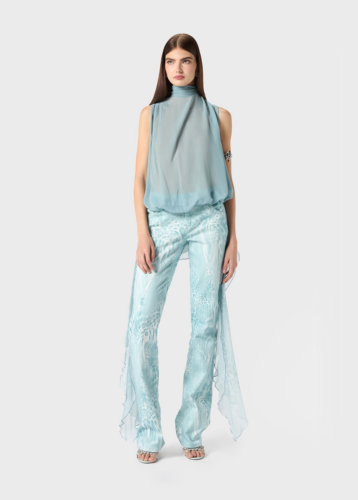 GEORGETTE TOP WITH SCARF - 2