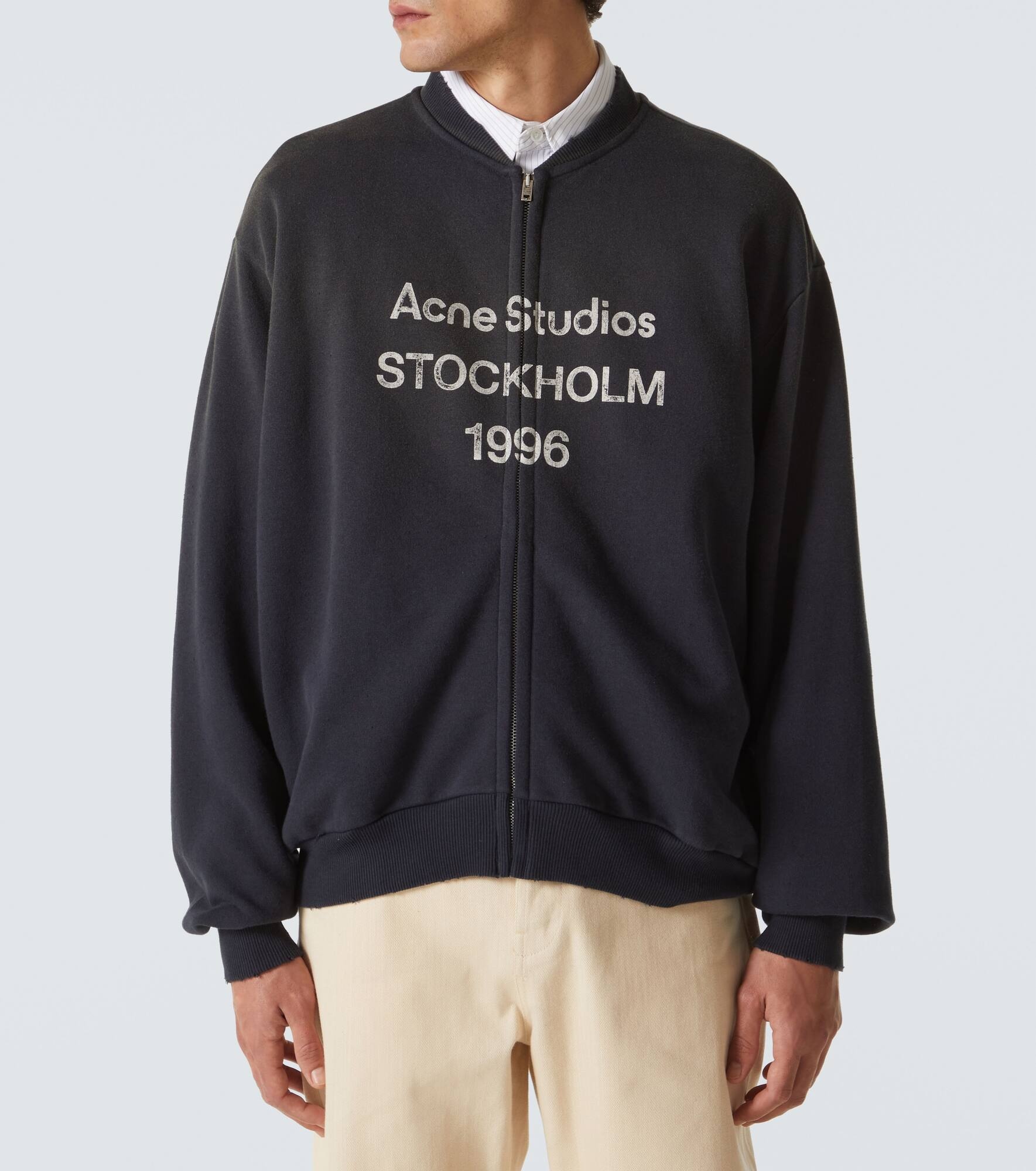 Logo cotton-blend zip-up sweatshirt - 3