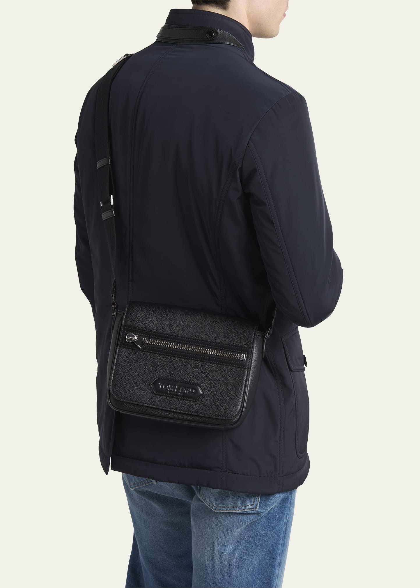 Men's Soft Grain Leather Flap Messenger Bag - 2