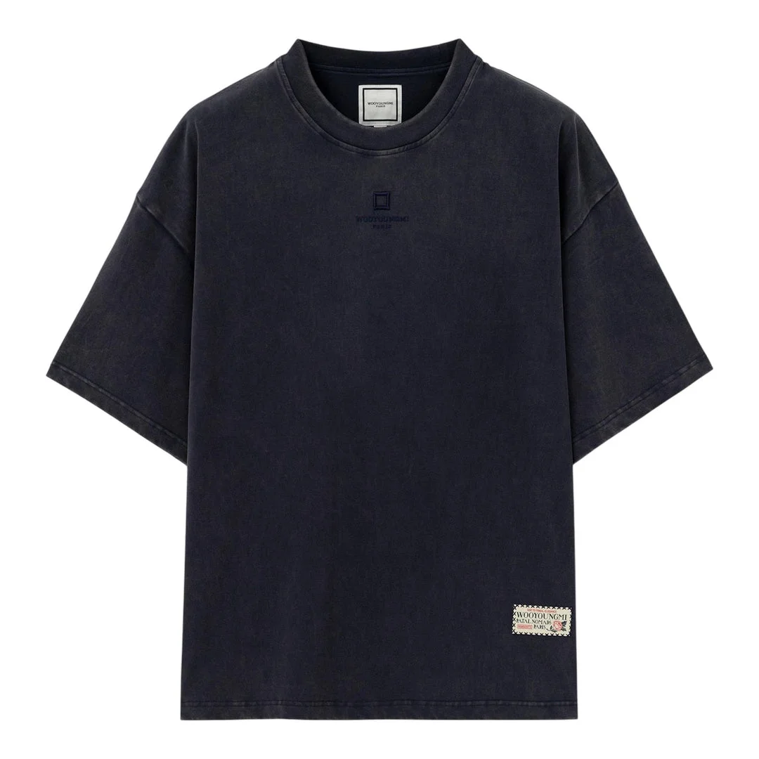 Oversized Front Square Embroidered T-Shirt - 1