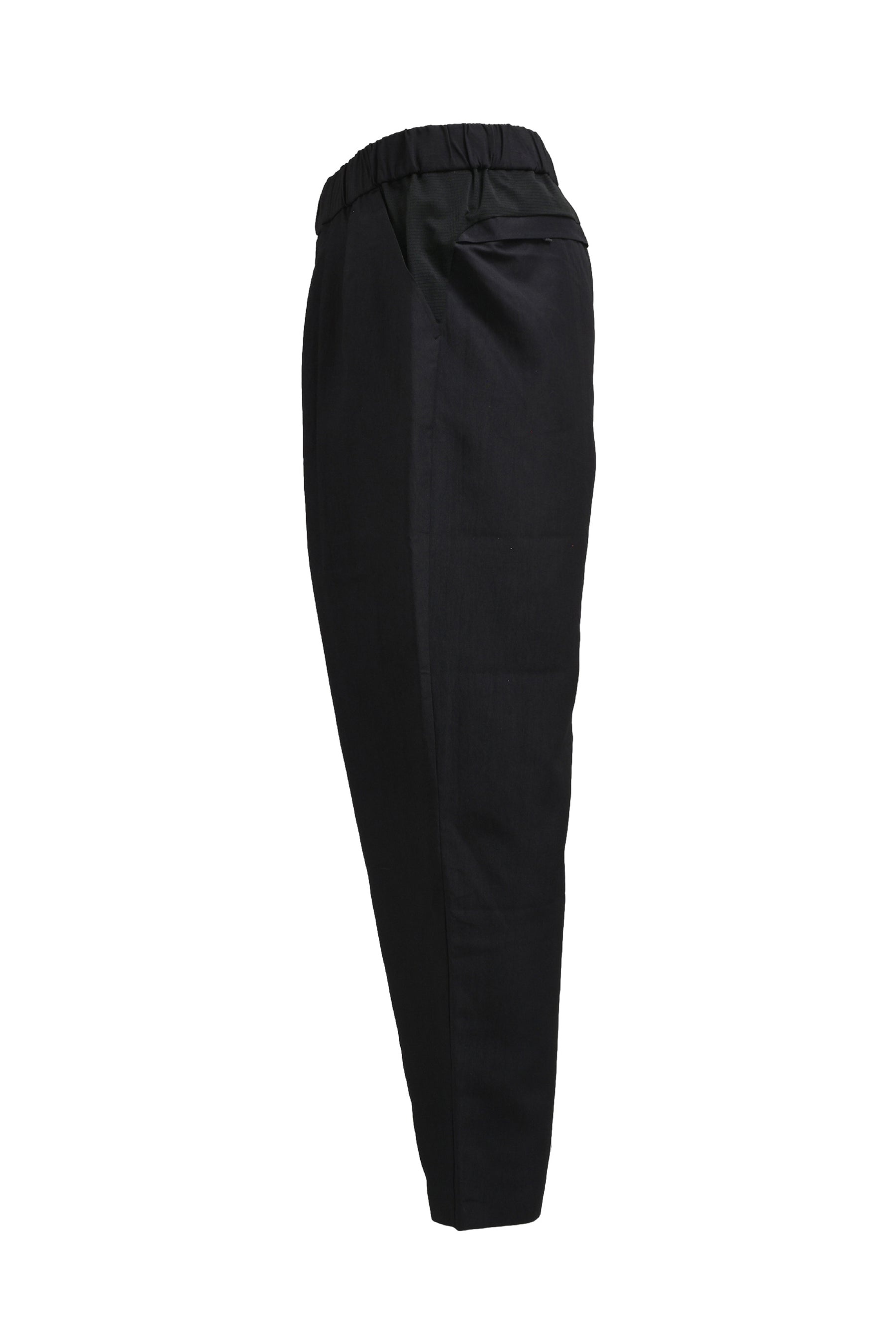 POLYESTER TAFFETA TAPERED EASY PANTS / BLK - 3