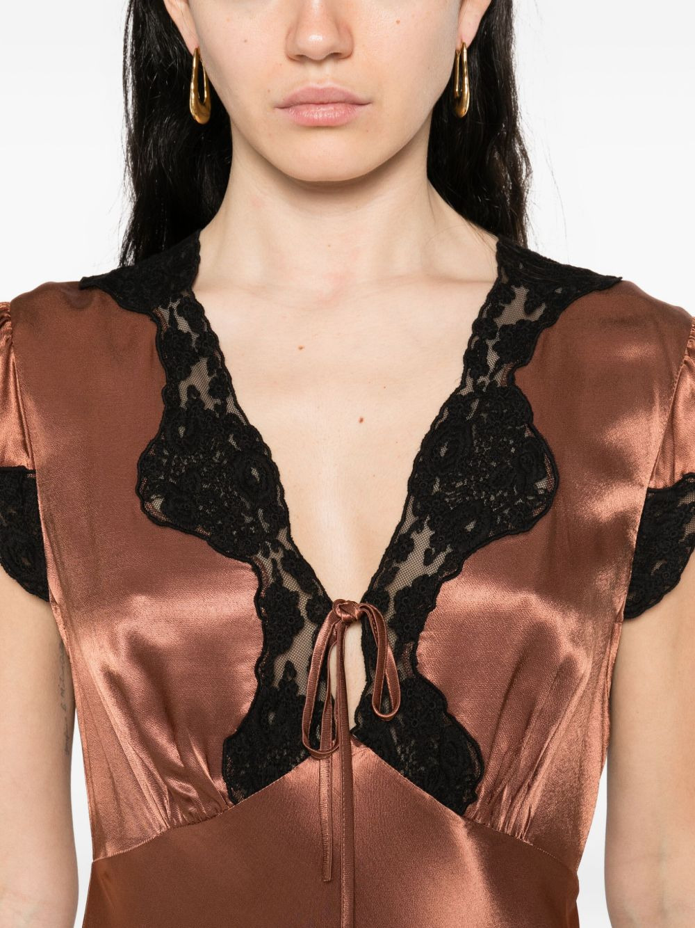Amari lace-trimmed satin dress - 5