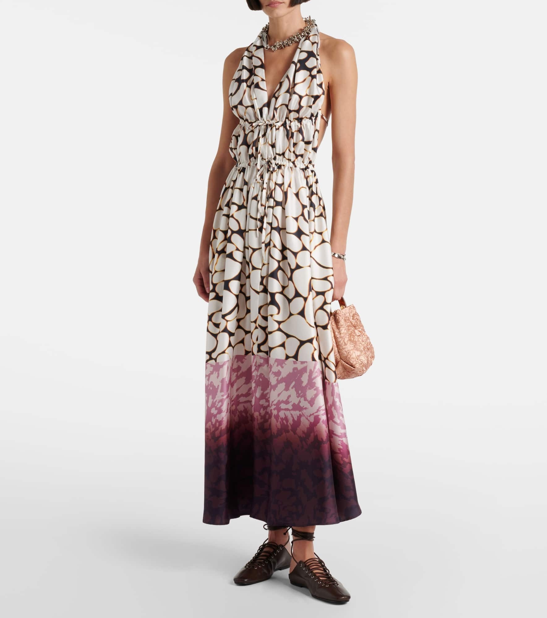 Printed silk twill maxi dress - 2