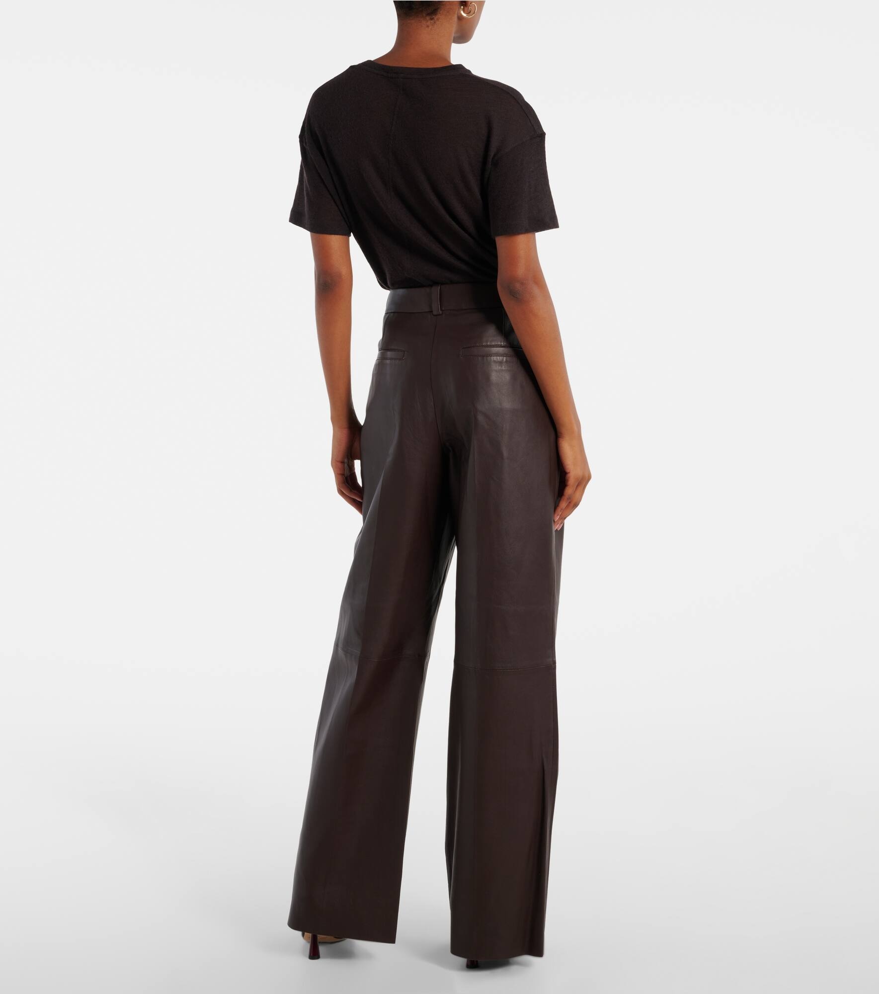 Illustration leather wide-leg pants - 3