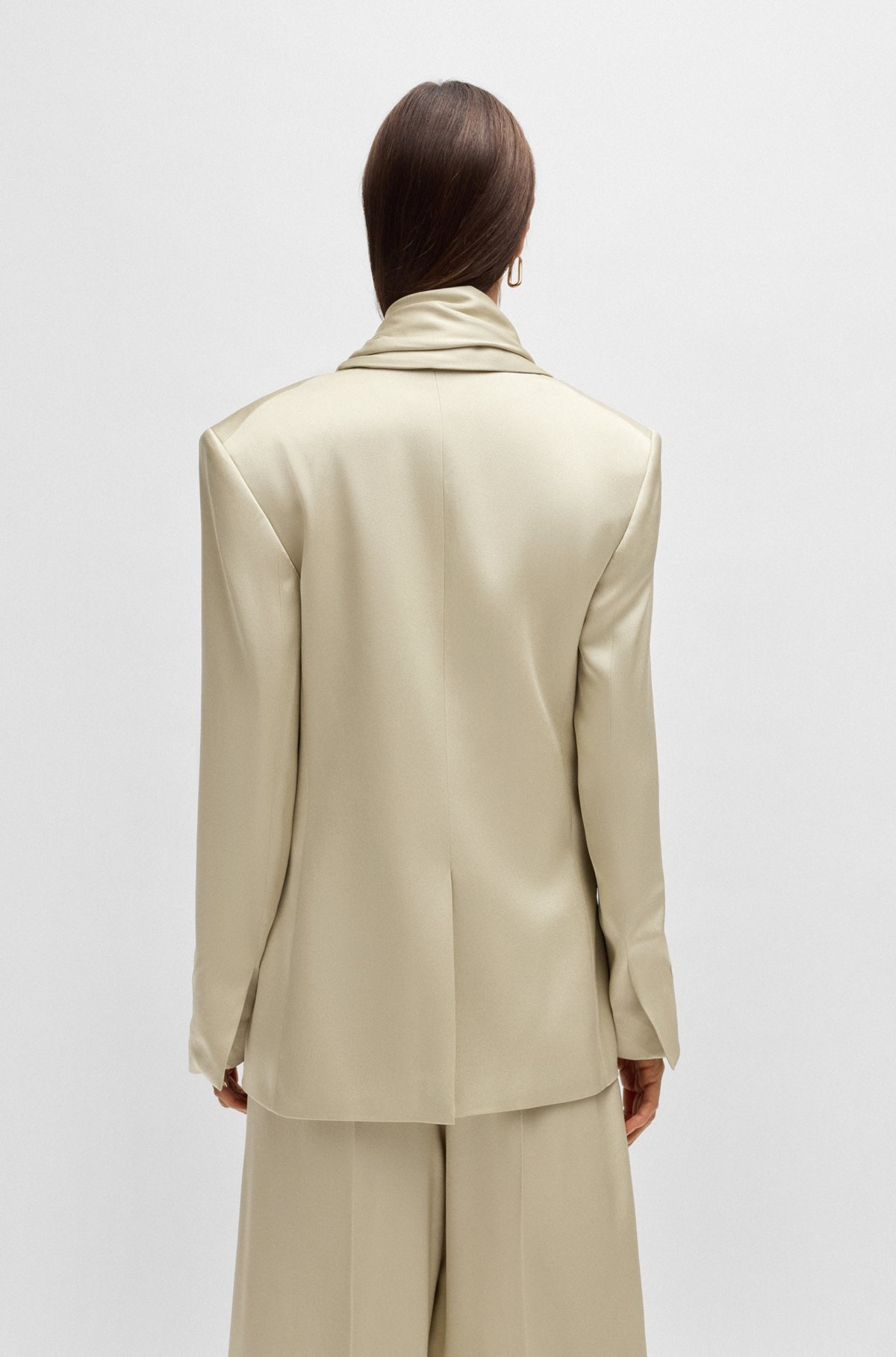 REGULAR-FIT JACKET IN SHINY FABRIC WITH SHAWL DETAIL - 4