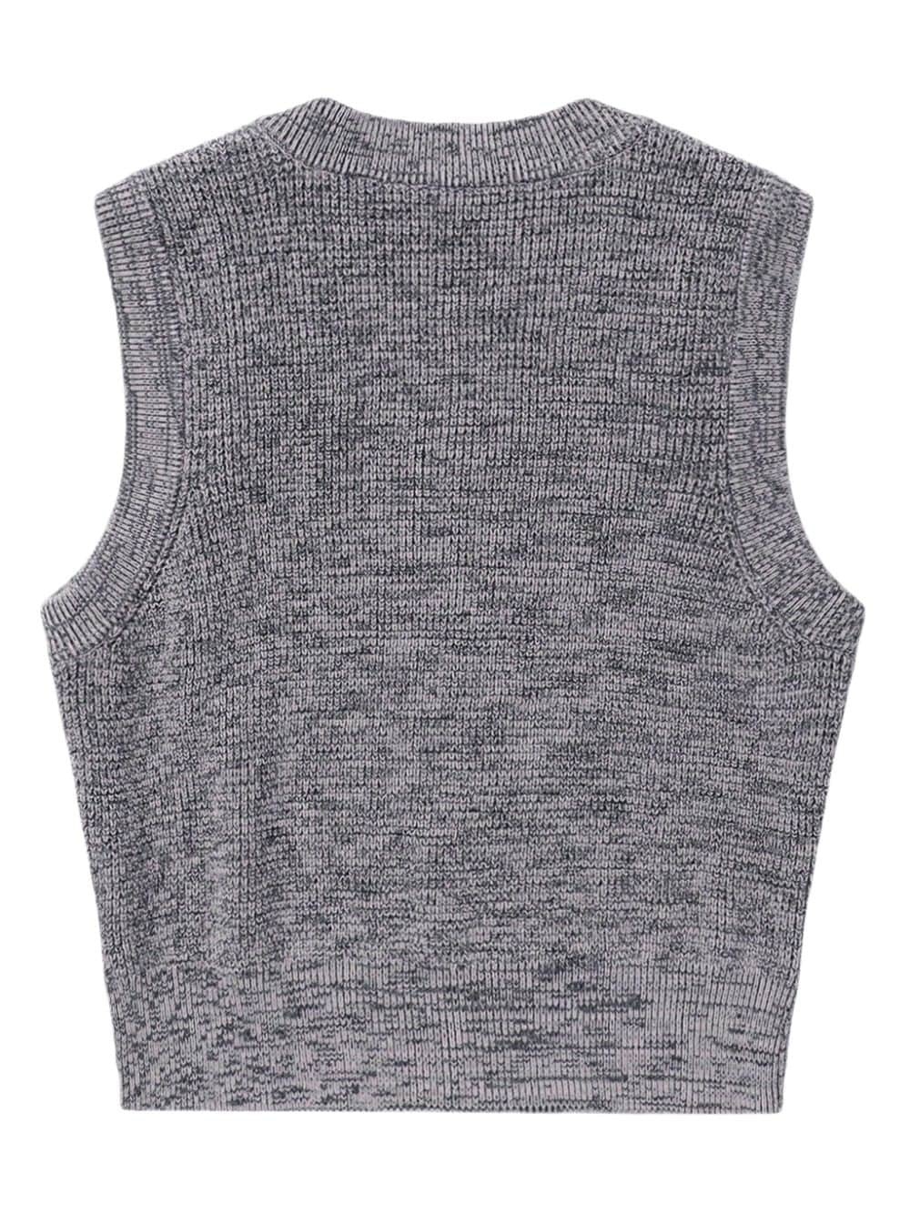 Handwriting logo-embroidered knitted vest - 6