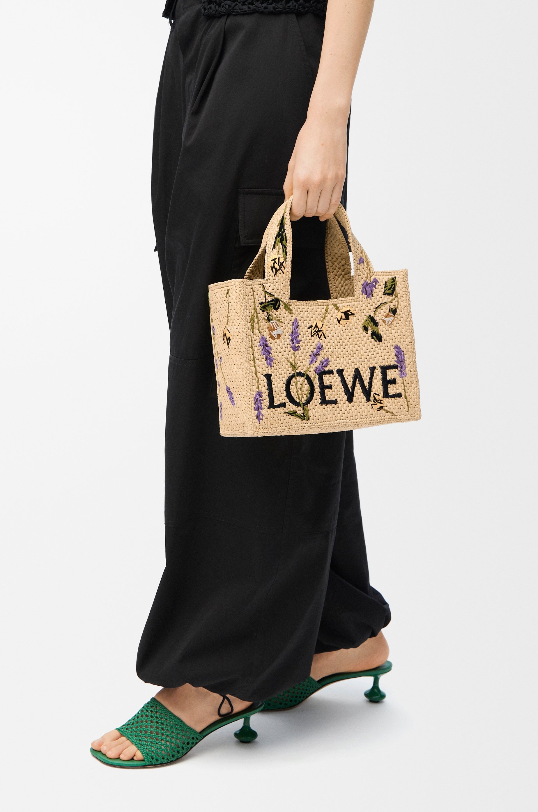 Small LOEWE Font tote in raffia - 2