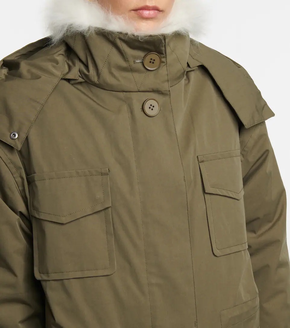 Shearling-trimmed canvas parka - 4