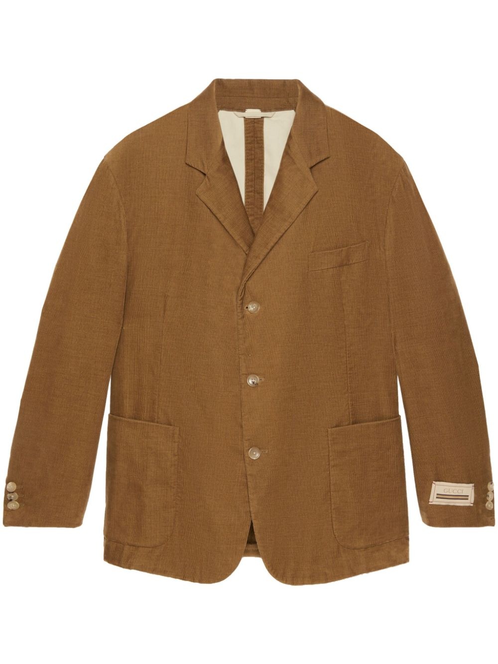 logo-patch corduroy blazer - 1