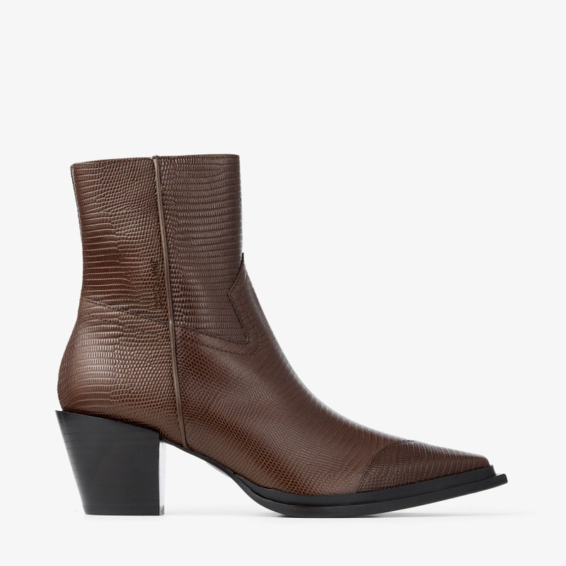 Cece Ankle Boot 60 Coffee Lizard Printed Leather Ankle Boots 1