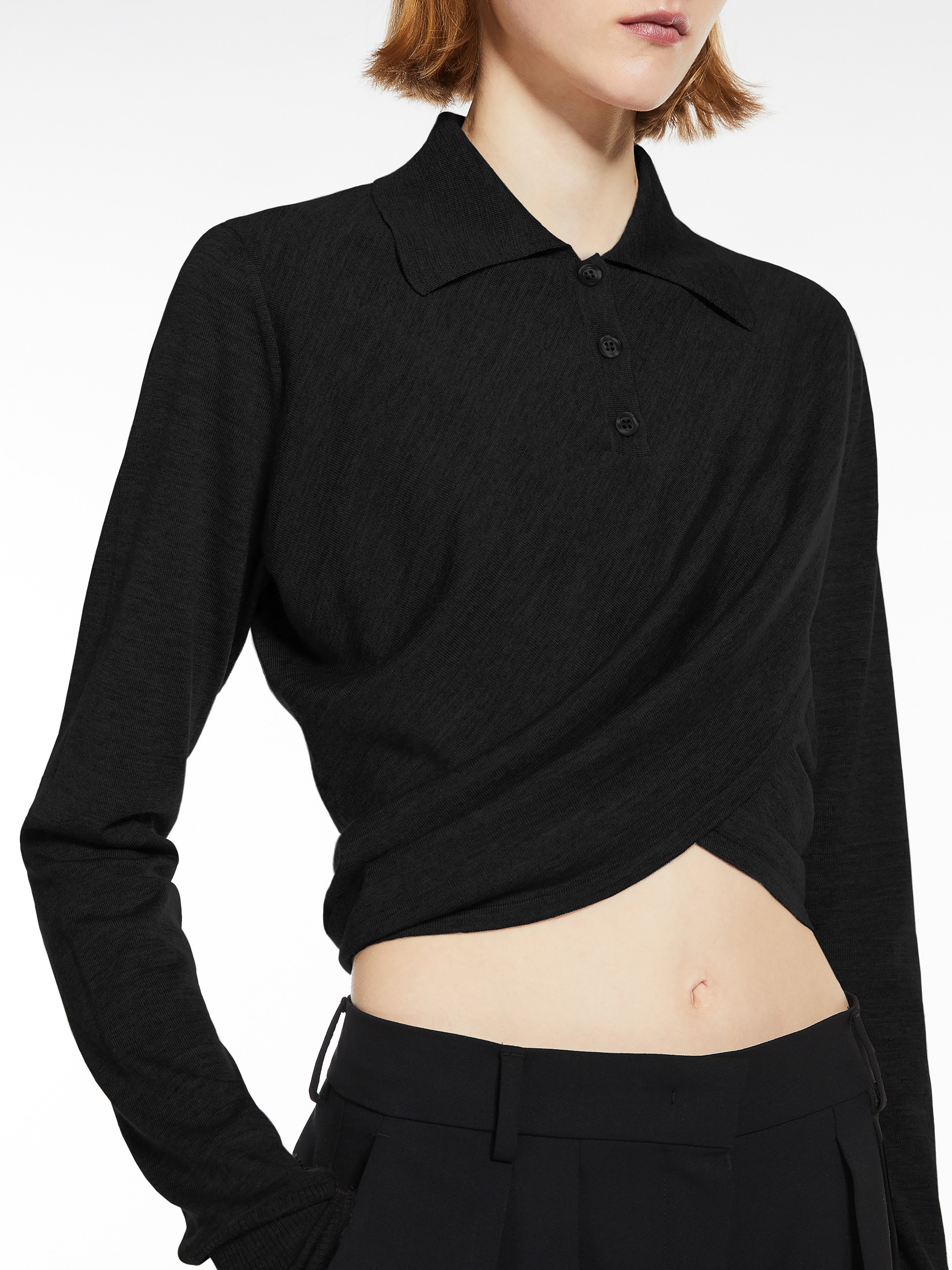 PRATER Wool sweater with crossover drape detail - 5