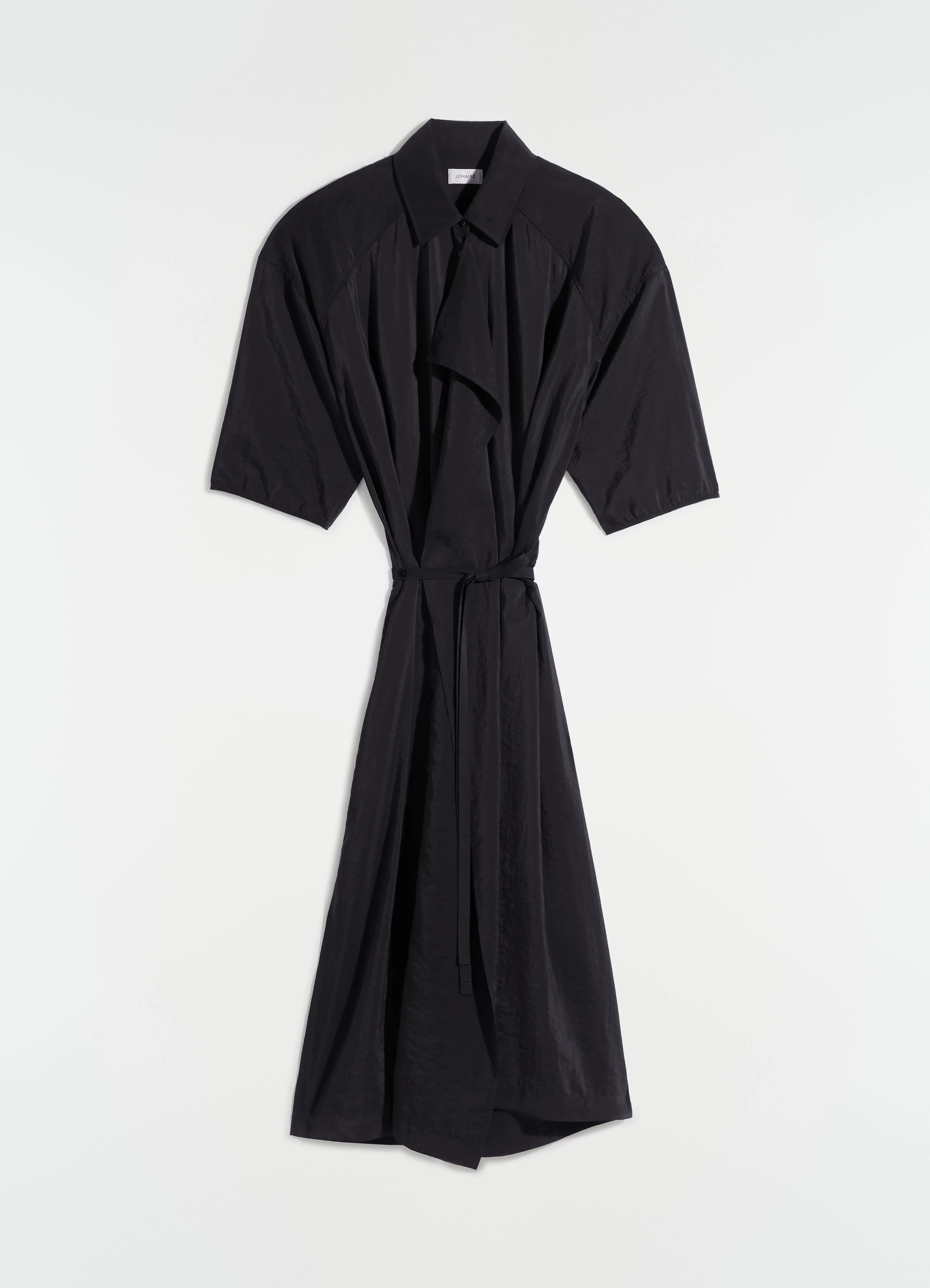 ASYMMETRICAL SHIRT DRESS IN DRY SILK - 1