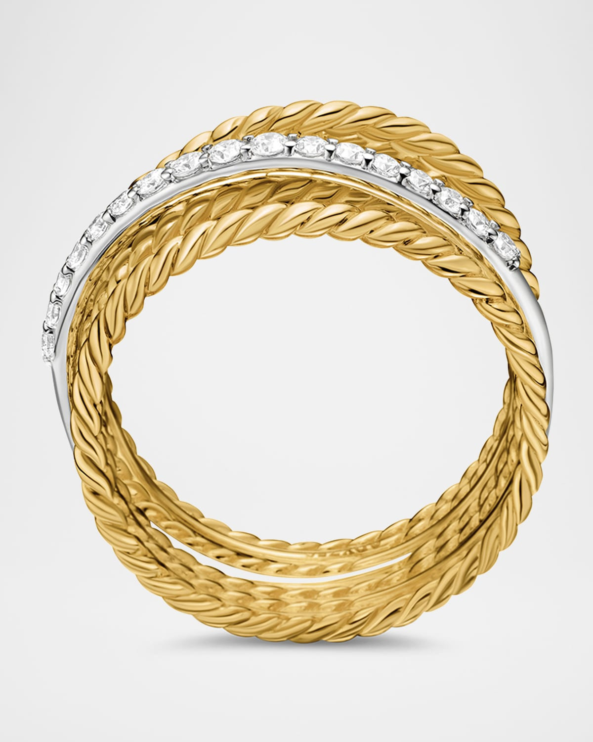 Crossover Wide Ring with Diamonds in Gold - 5