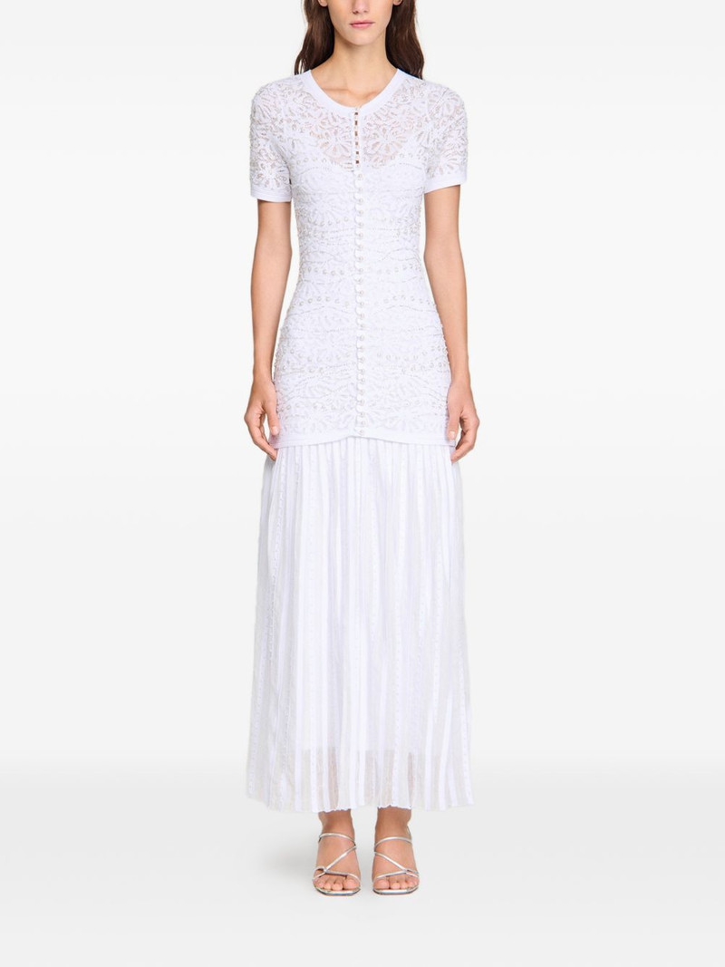 Sandro textured embellished knitted dress outlook