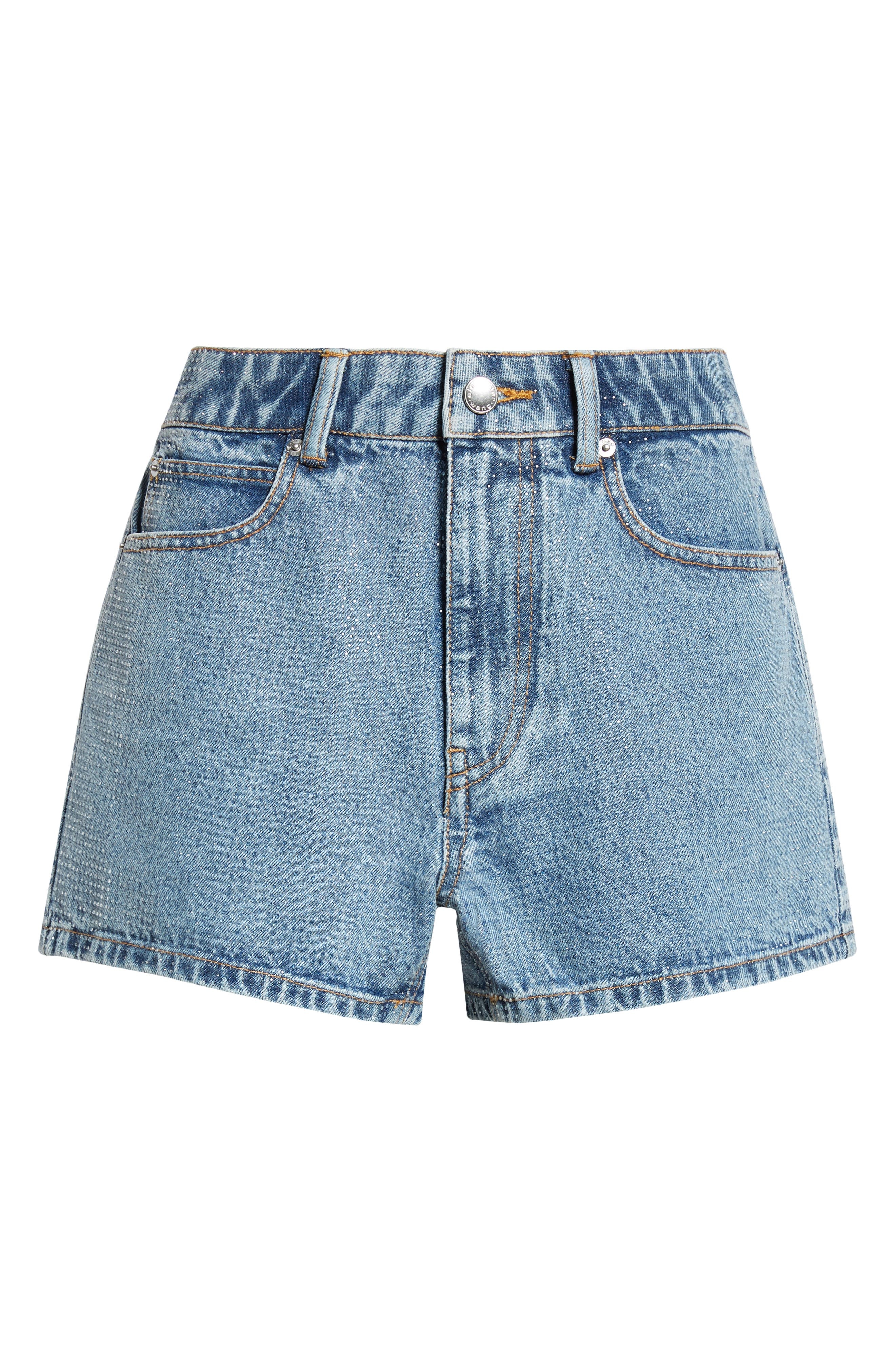 Shorty High Waist Hotfix Denim Shorts - 5