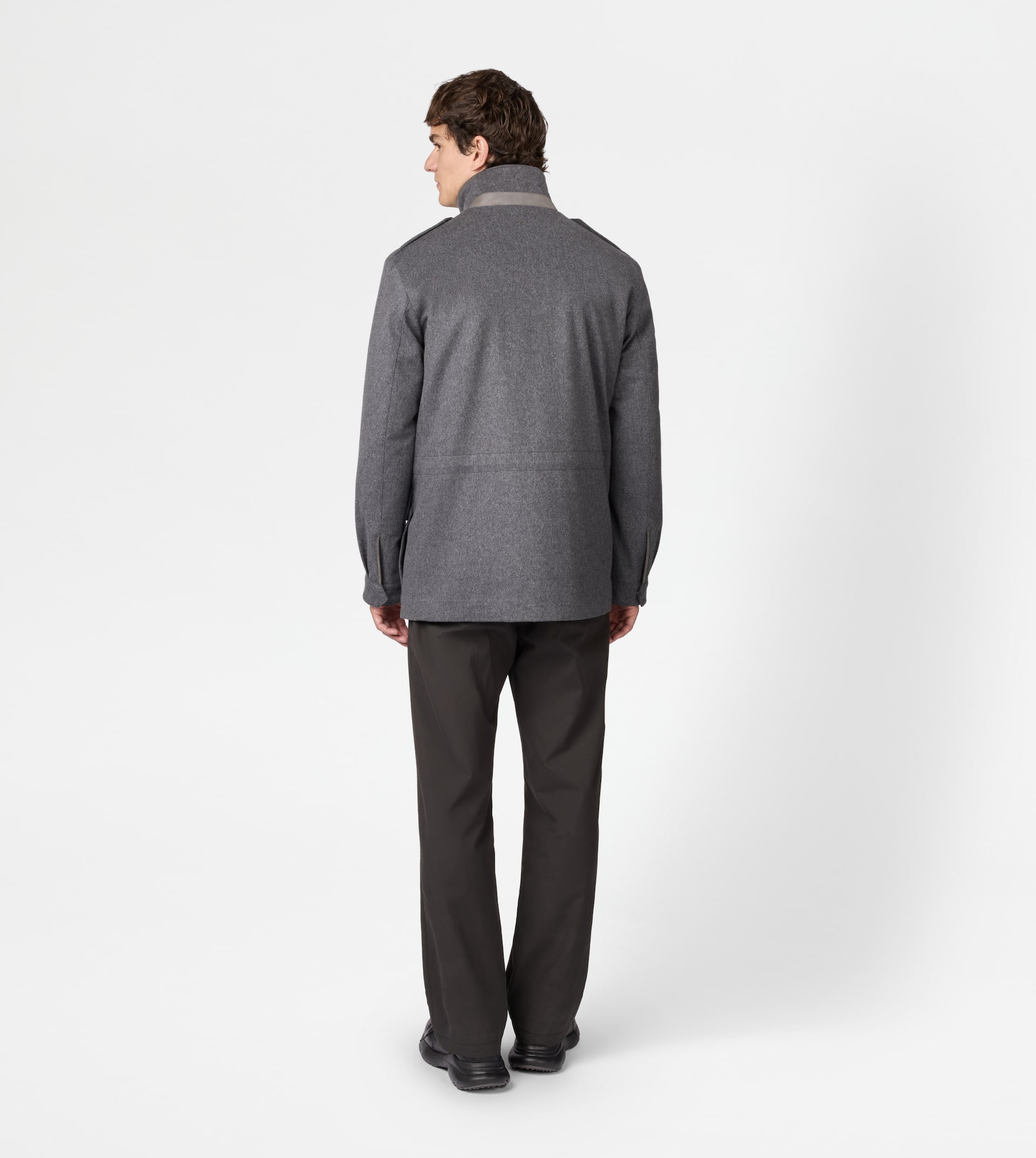 FIELD JACKET IN WOOL DRAP - GREY - 3