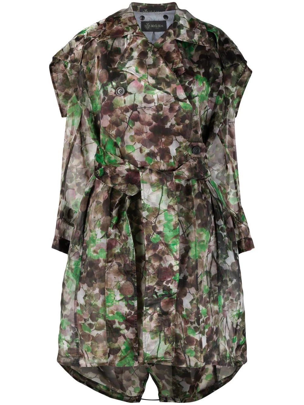 Blossom camouflage-print trench coat - 1