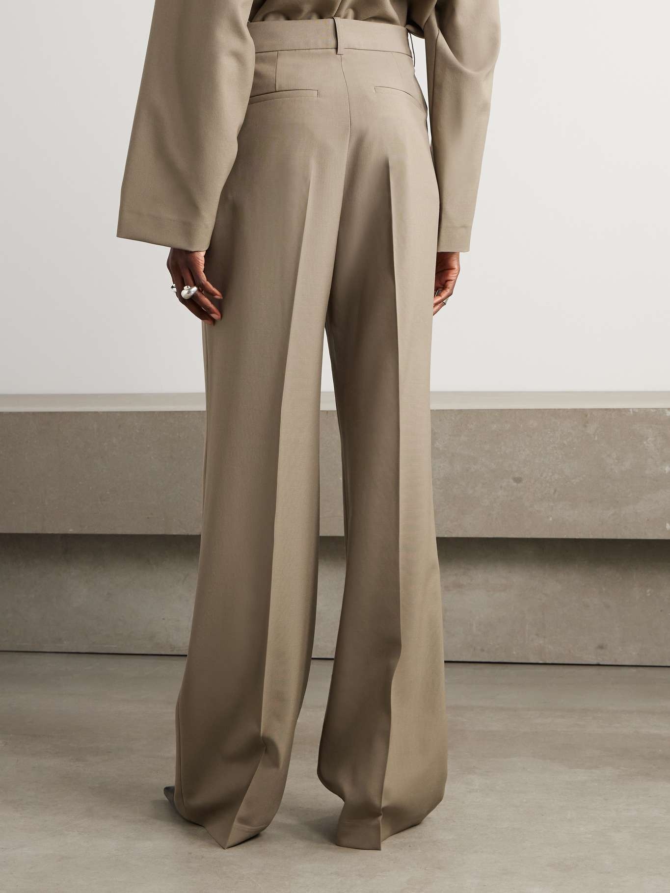Pleated wool wide-leg pants - 4