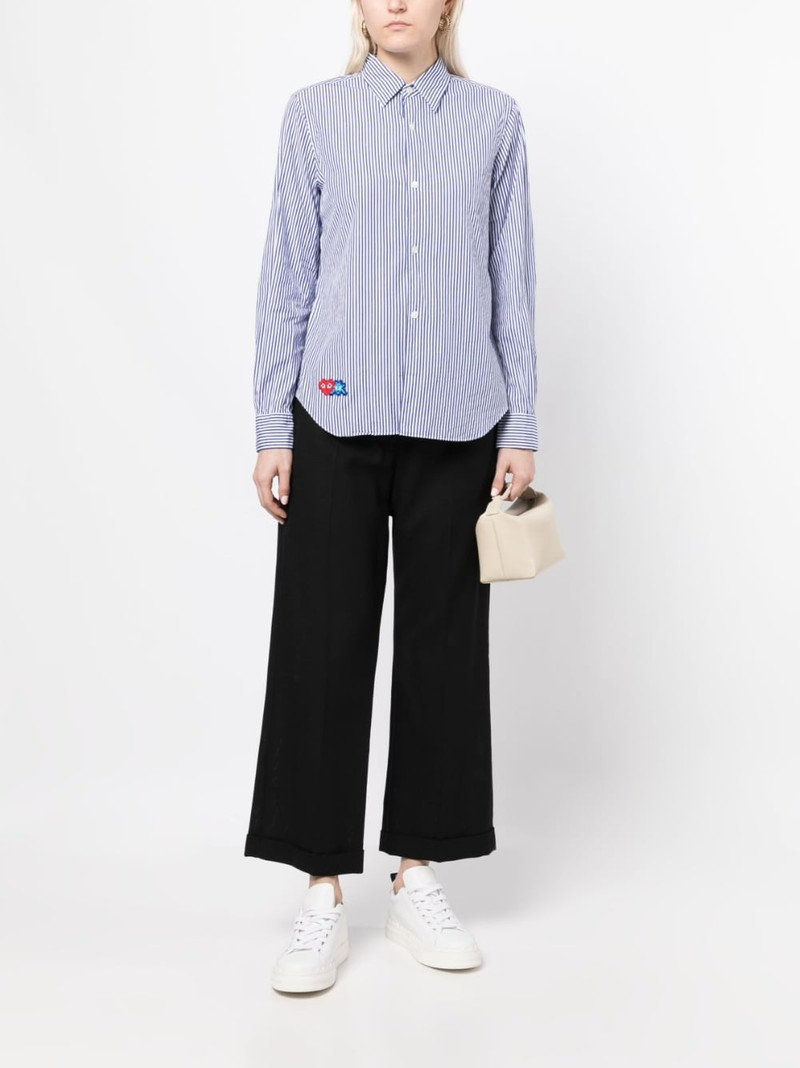 Comme des Garçons PLAY x Invader pixelated-heart striped shirt outlook