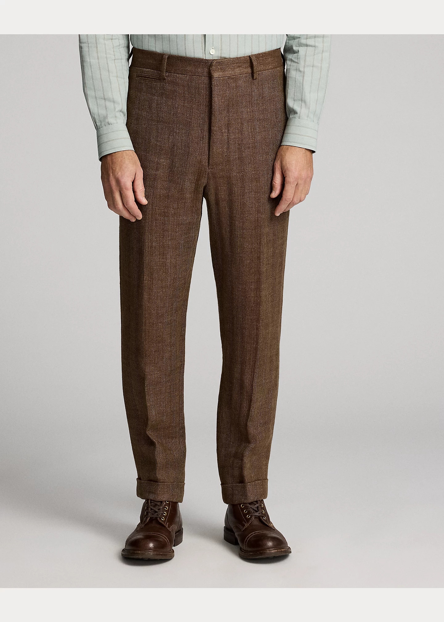 Slim Fit Linen Herringbone Suit Trouser - 3