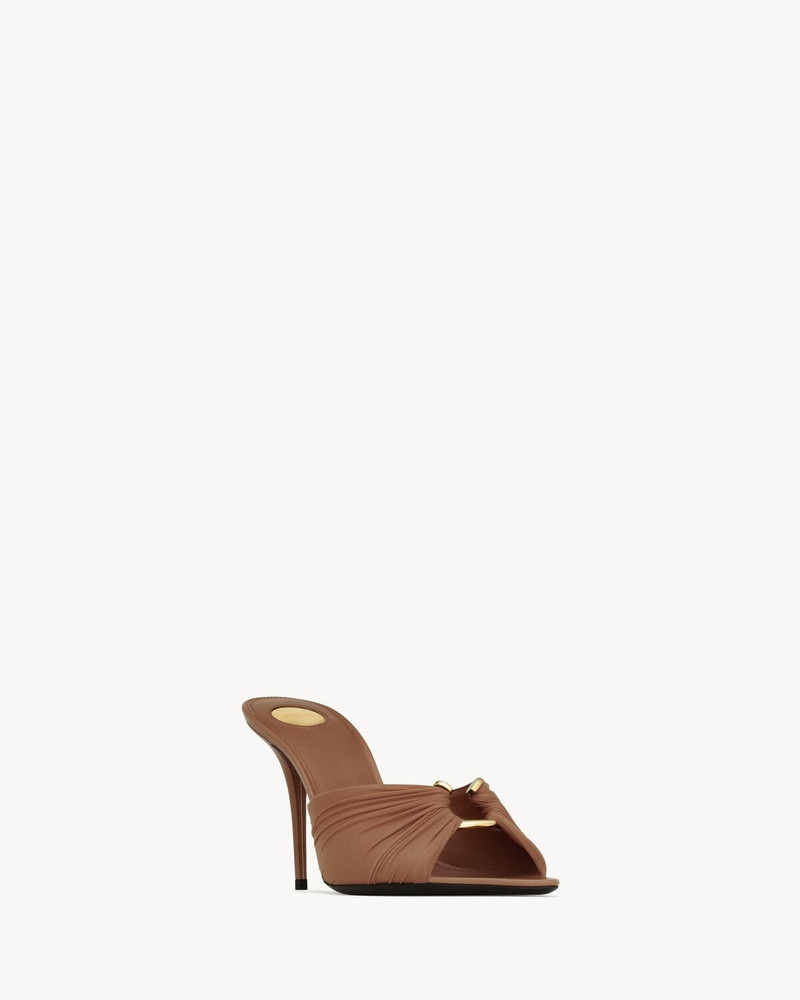 LOLA MULES IN SMOOTH LEATHER AND DRAPED JERSEY 3