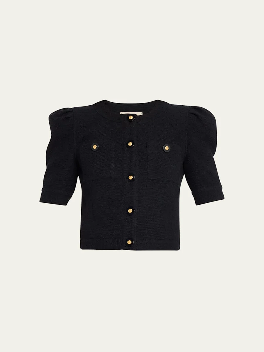 Allegra Tweed Short-Sleeve Top - 1