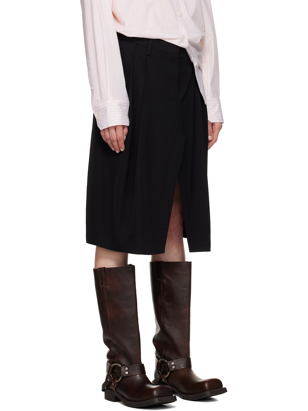 Black Viscose Suit Midi Skirt - 2