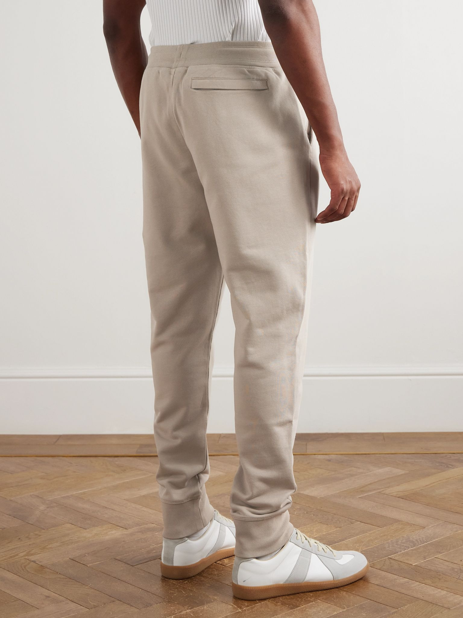 Huron Tapered Logo-Appliquéd Cotton-Jersey Sweatpants Beige - 4