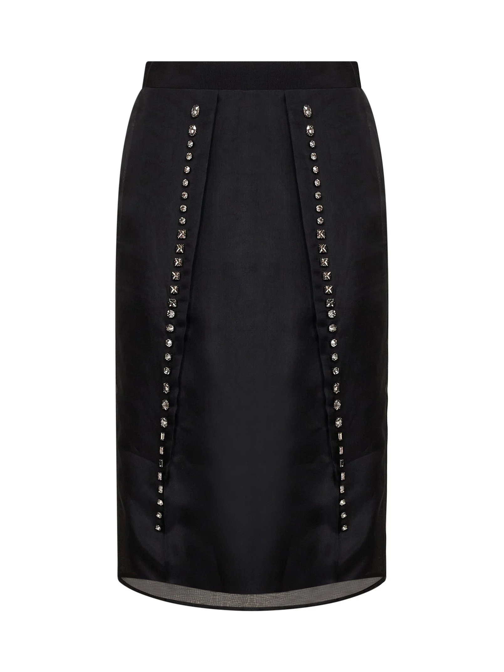 Black crystal-embellished silk organza midi skirt - 1