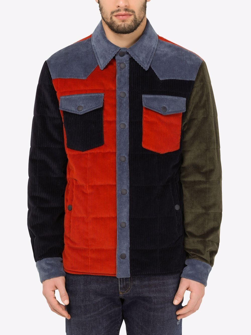 padded patchwork shirt jacket - 3