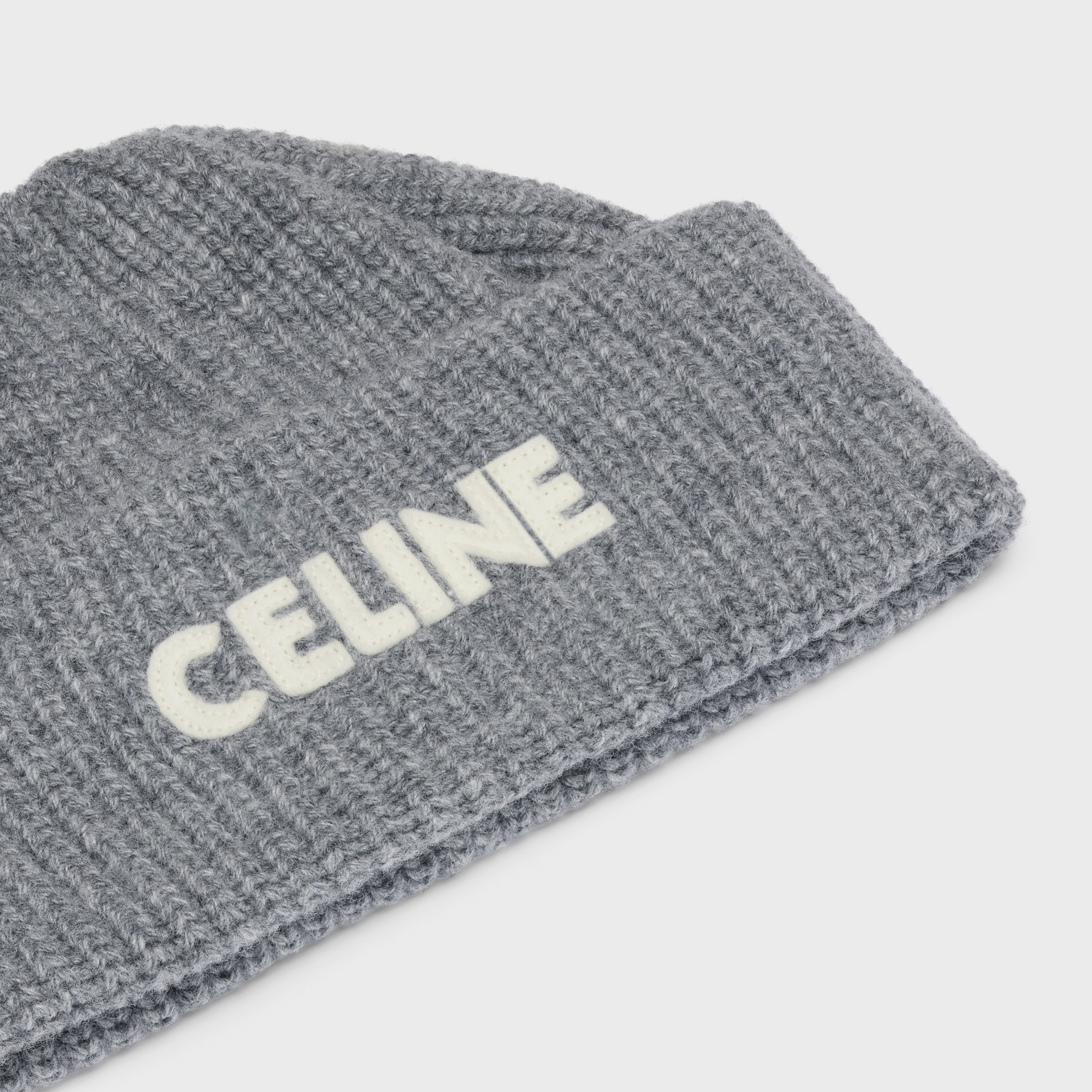 CELINE EMBROIDERED BEANIE IN RIBBED WOOL - 3
