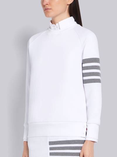 Thom Browne White Waffle Crewneck 4-Bar Sweatshirt outlook