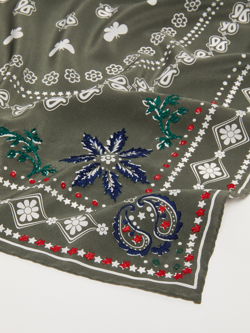 ZELMA Silk scarf with print and embroidery detail 3