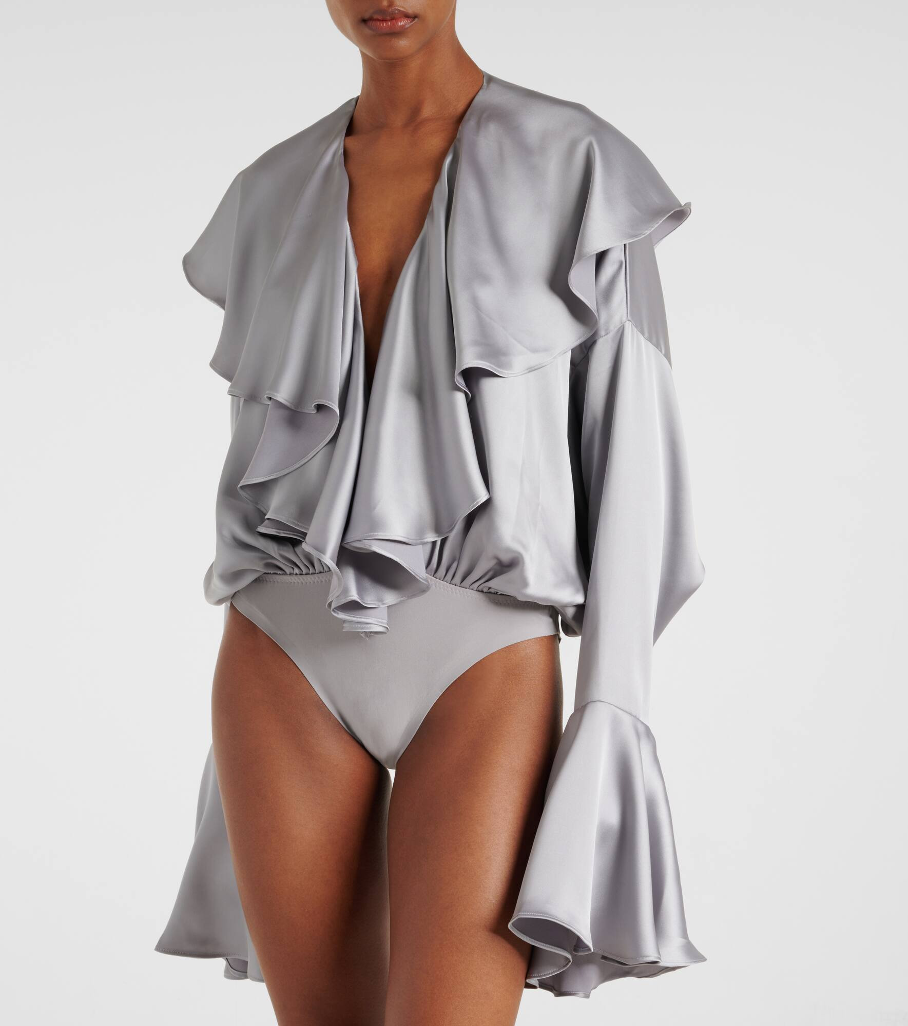 Ruffled satin bodysuit - 3