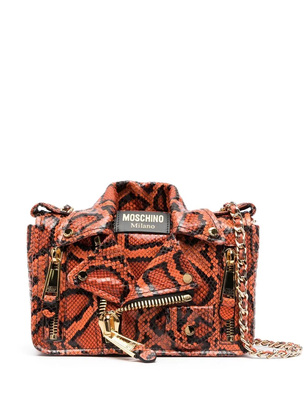 Biker python-print shoulder bag - 1