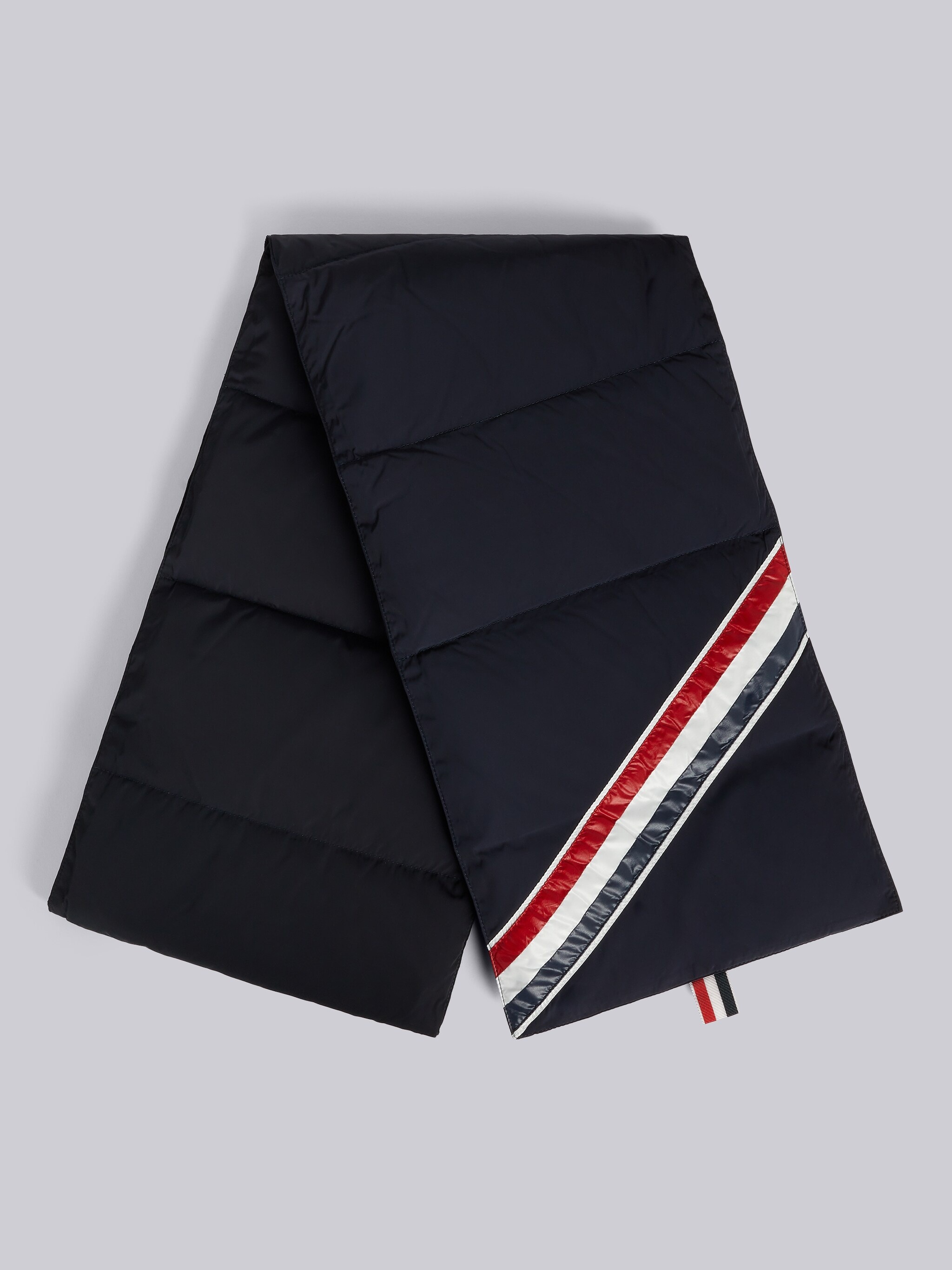 Black Downfilled Poly Twill Multicolor Stripe Scarf - 3