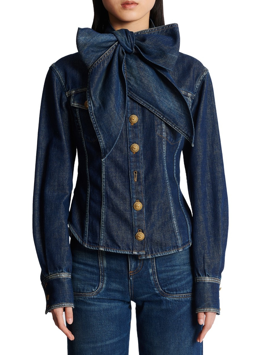 Denim shirt with knotted collar - 2