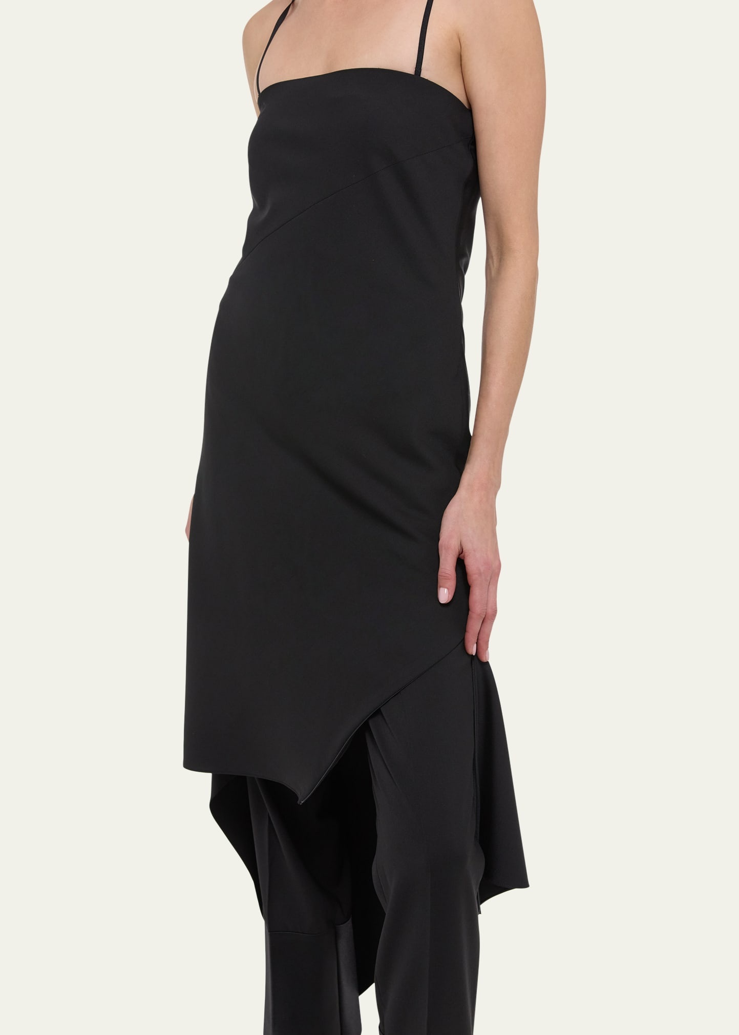 Wool Scarf Hem Midi Dress - 4