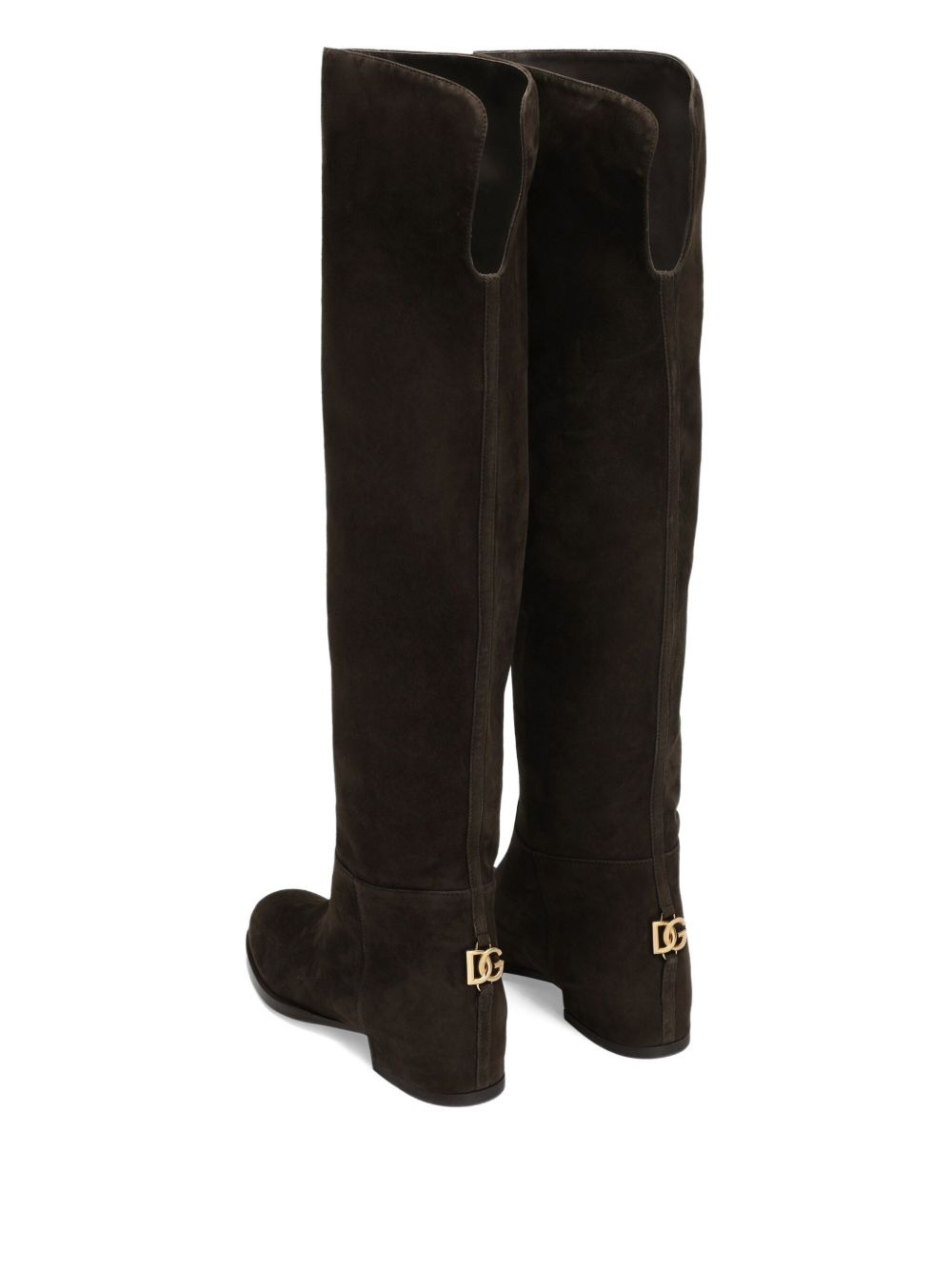 logo-plaque suede boots - 3