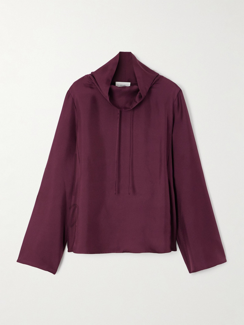 Cyna Silk-twill Turtleneck Blouse 1