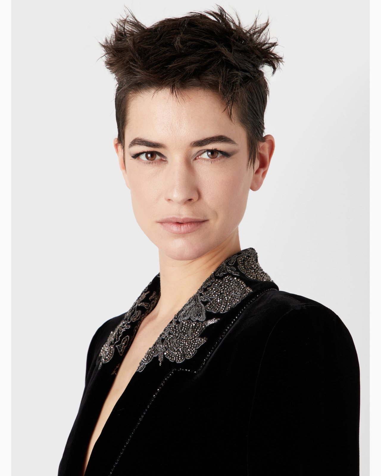 Single-breasted embroidered velvet coat - 6