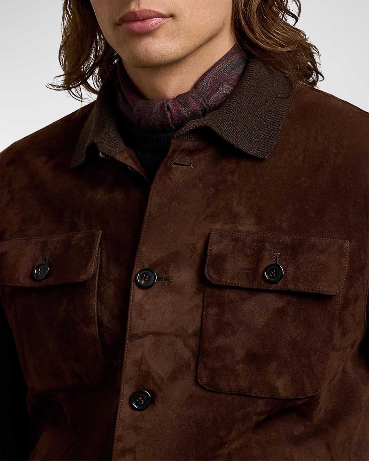 Men's Suede-Panel Cashmere Cardigan - 6